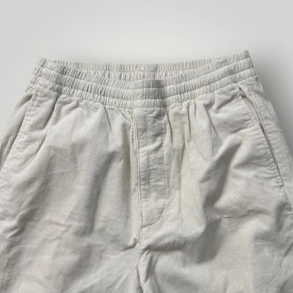 Uniqlo Men’s Corduroy Pull On Pants Ivory Elastic Waist Drawstring Size S